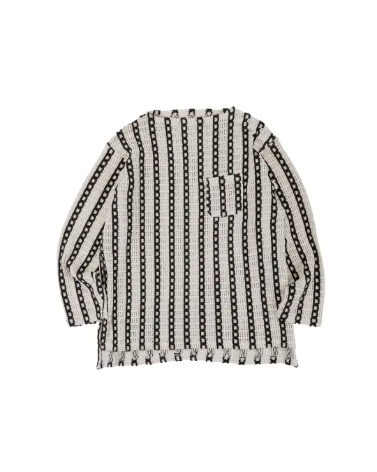 Engineered Garments Basque Shirt White/Black Stripe CP Crochet