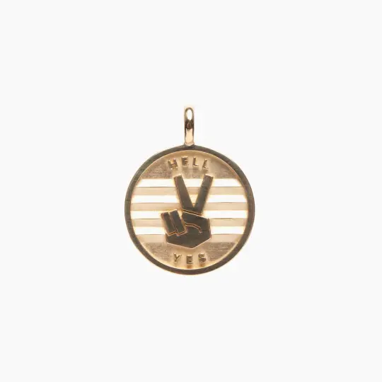 14k Gold Peace + Hell Yes medallion (chain optional)