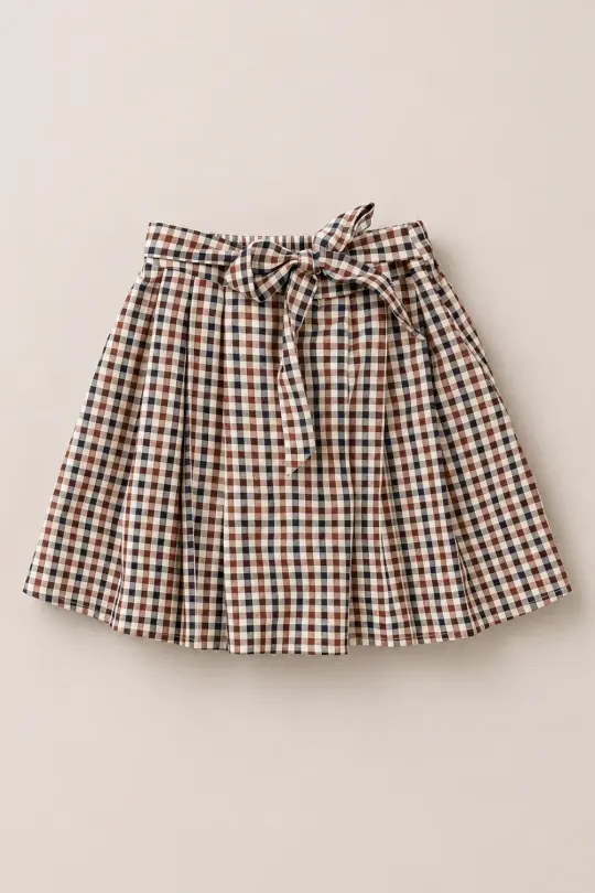 Mini Addison Skort in Chestnut Gingham