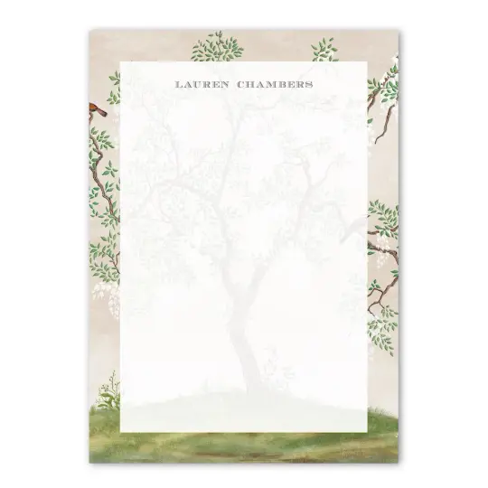 Women's Watercolor Green Chinoiserie Custom Notepad