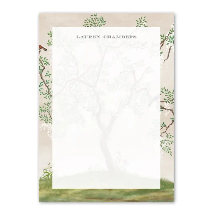 Women's Watercolor Green Chinoiserie Custom Notepad