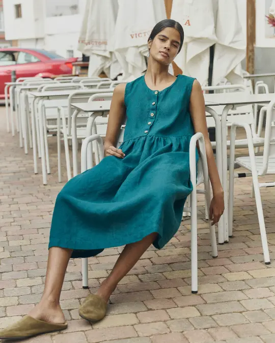 Sleeveless maxi MAMA linen dress