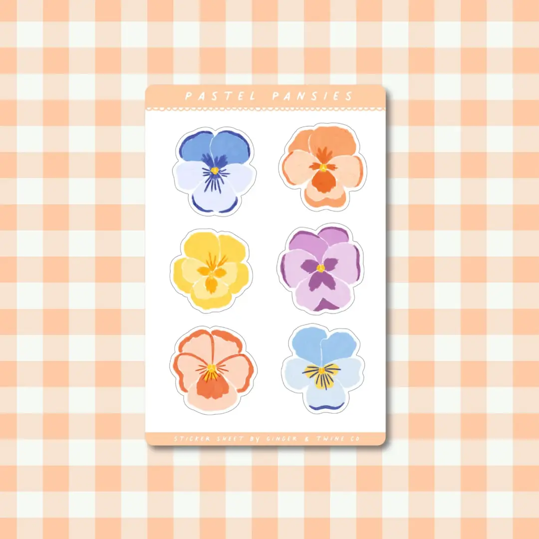 Pastel Pansies Sticker Sheet