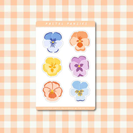 Pastel Pansies Sticker Sheet