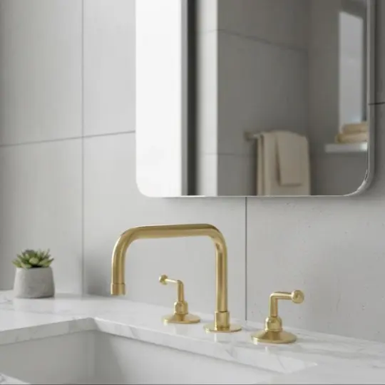 Unlacquered Brass Deck Mounted Sink Faucet