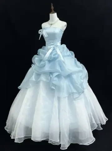 Charming Pale Blue Quinceanera Dress ,Ball Gown Strapless Bow Corset Maxi Evening Dress RS896