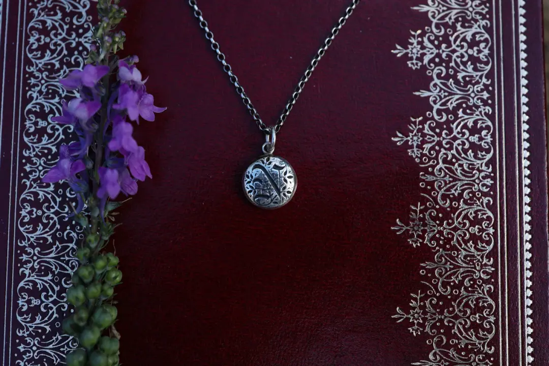 Gothic Initial Pendant - Silver