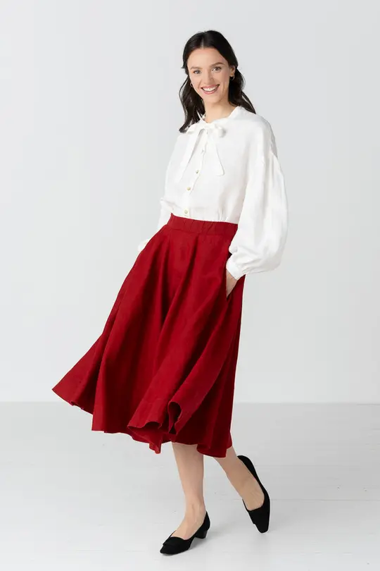 Classic – Full-Circle Linen Midi Skirt