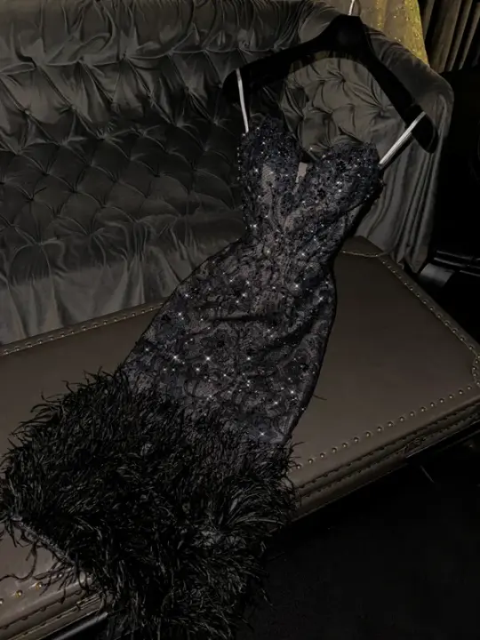Black halter-neck fitted midi ball gown/bridal dress R8778