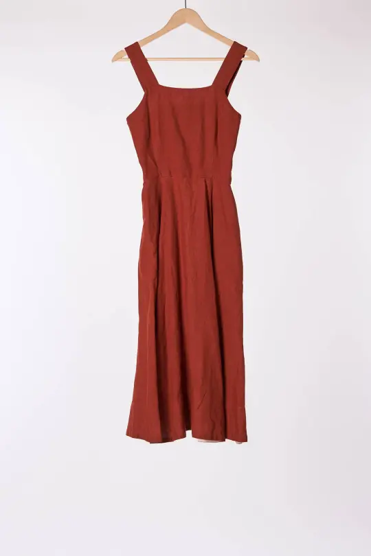 Pinafore Dress, Sleeveless, Terracotta Red