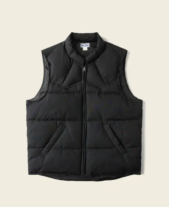 1970s Vintage Quilted Padded Vest - Black