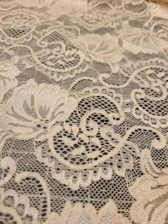 Blush Pink Floral Lace Fabric -Remnant Piece 1.5 Yards
