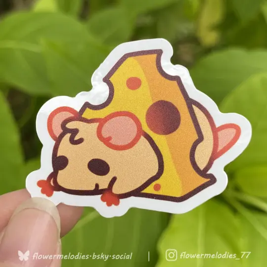 Cheese Rat sticker - Cream