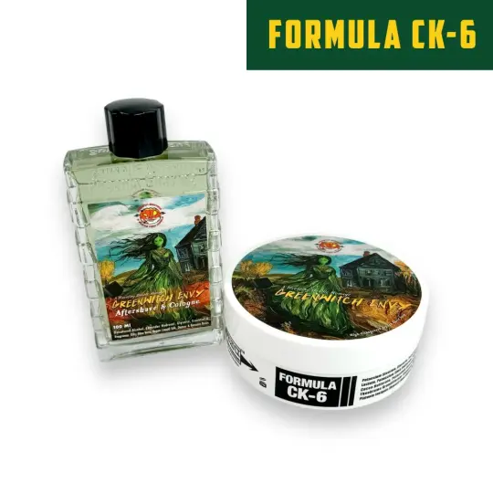 Greenwitch Envy Artisan Shaving Soap & Aftershave Bundle Deal | Ultra Premium CK-6 Formula | A Truly Haunting Homage | 4oz