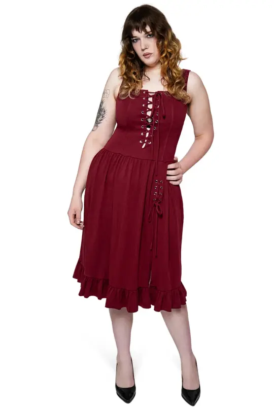 Oxblood Dollhouse Midi Dress