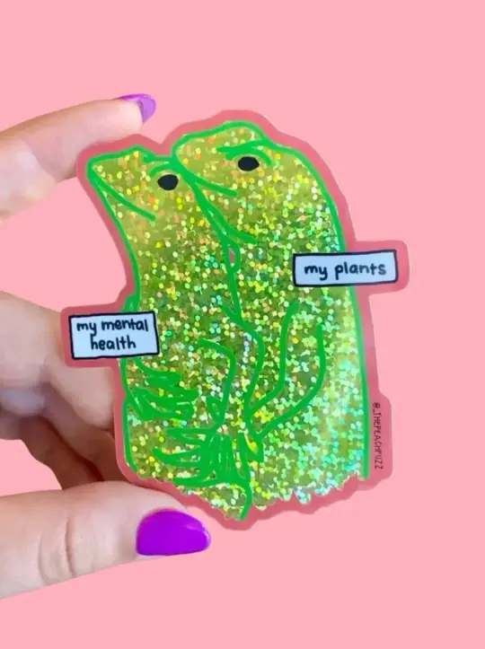 Emotional Support Lizard Glitter Sticker