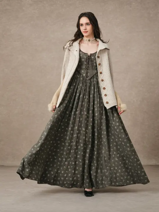 Anis 23 | Lace-up Jacquard Linen Corset Dress