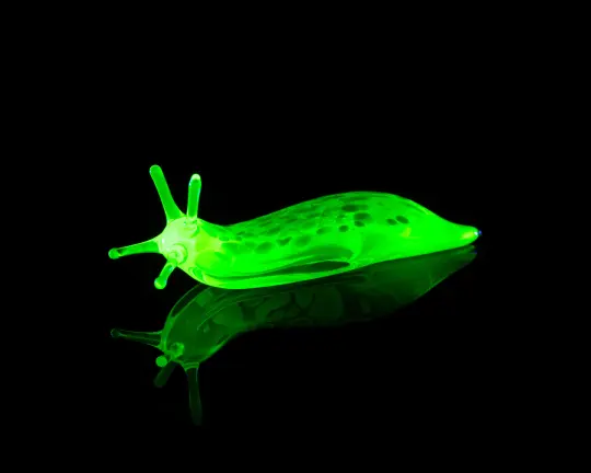 Uranium Glass Slug Figurine – Glowing UV Reactive Green Lampwork Snail | Handmade Borosilicate Art Collectible