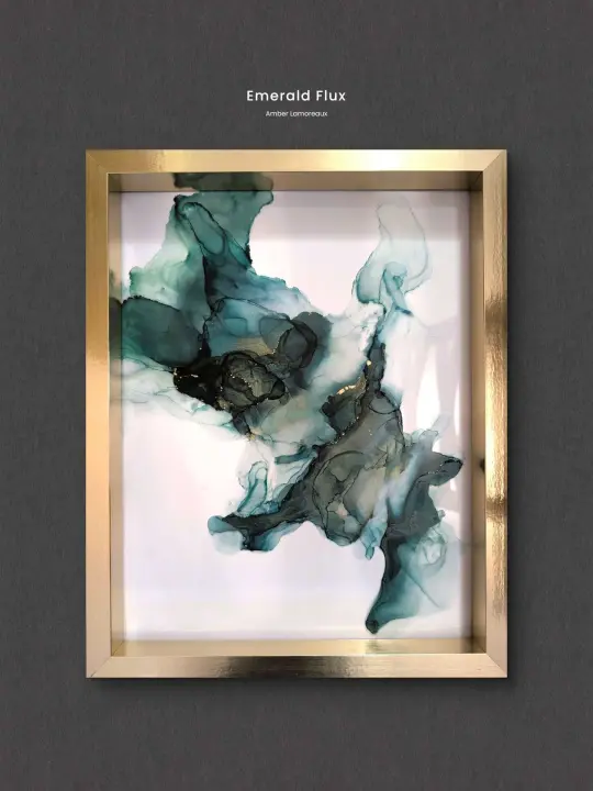 Emerald Flux | Signed Original Alcohol Ink Painting on Glass 11" x 14"