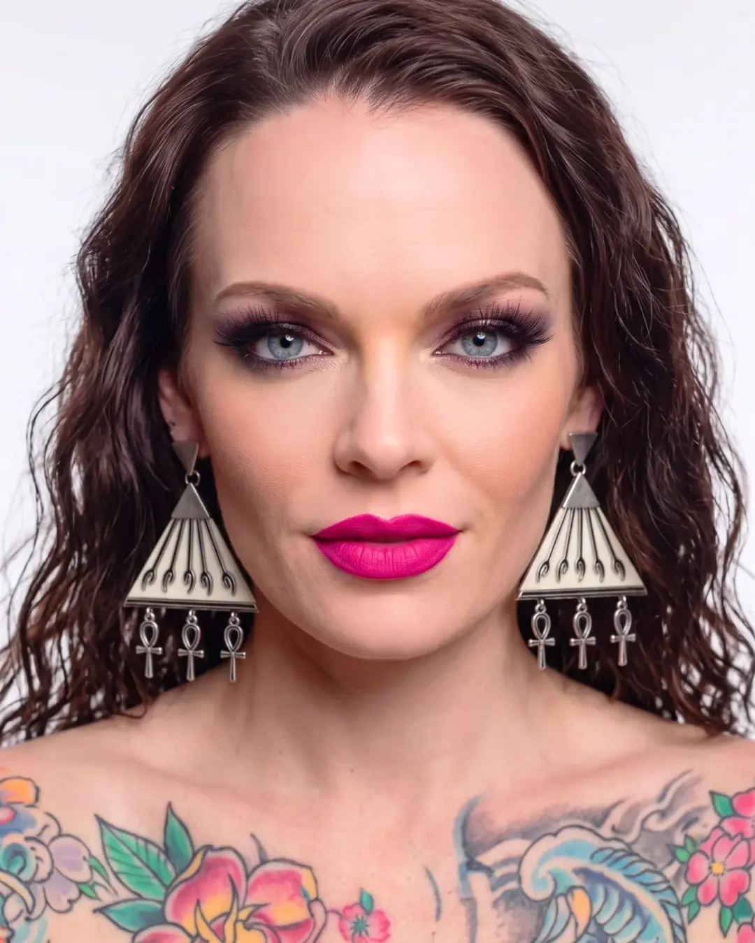 Killstar Heaven Sent Silver Egyptian Triangle Ankh Chandelier Drop Earrings