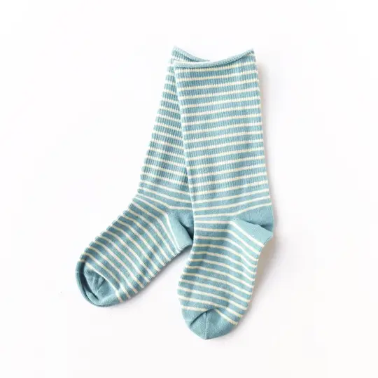 Striped Slouch Socks - Slate/Natural