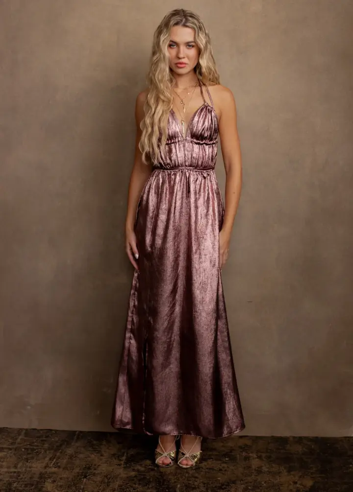 Gail Dress in Metallic Rose