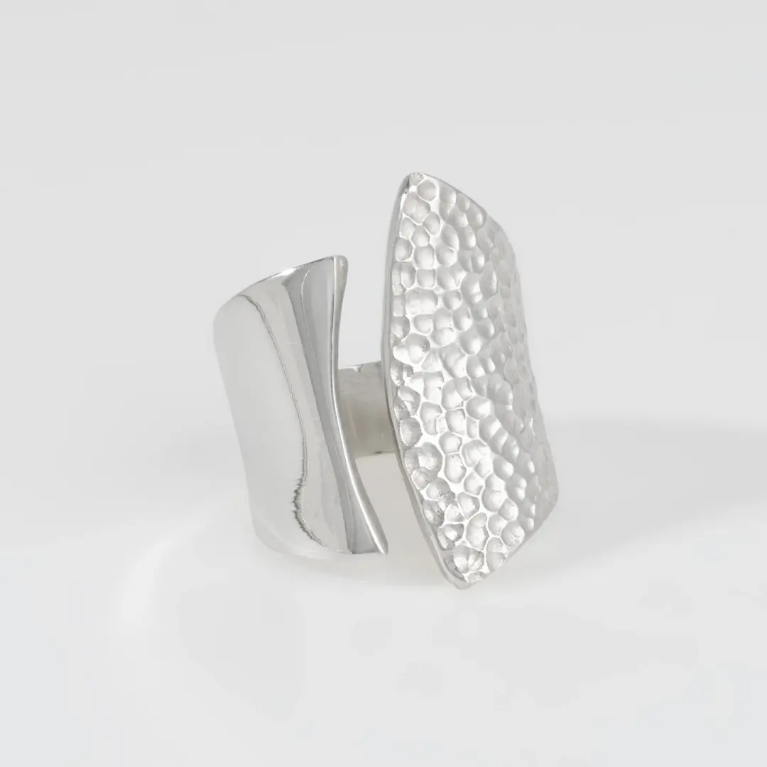 Sterling Silver Polished Hammered Ring
