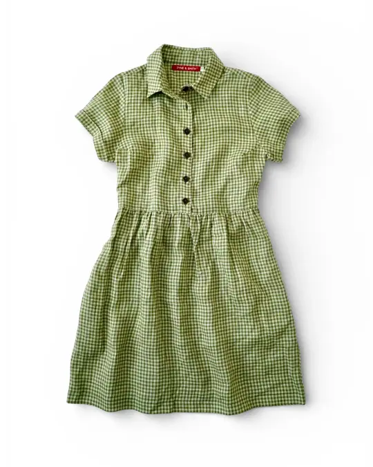 No.23 Collared, Knee Length Linen Dress in Wimbledon