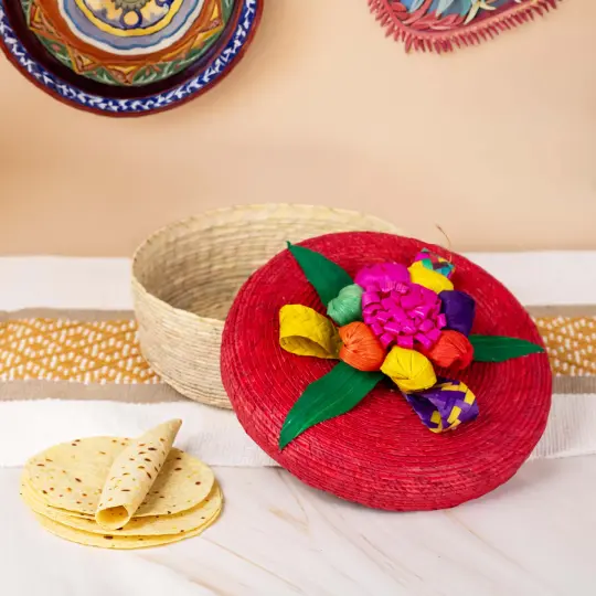 Palm Tortilla Basket with Flower