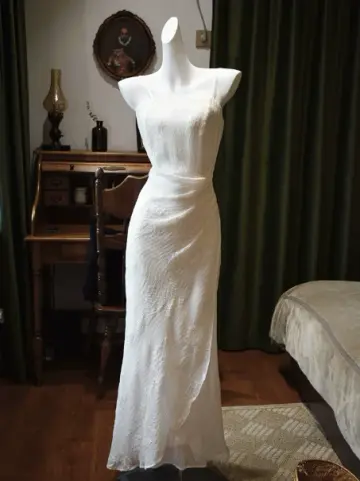Minimalist White Evening Dress Sheath Spaghetti Straps Bodycon Maxi Prom Dress RS665