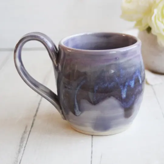 Discounted "Second" Pottery Mug in Stormy Blue and Purple Glazes, 12 oz.