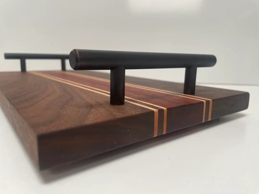 Mixed Walnut, Maple & Padauk Joined Board with Handles (23ML01)