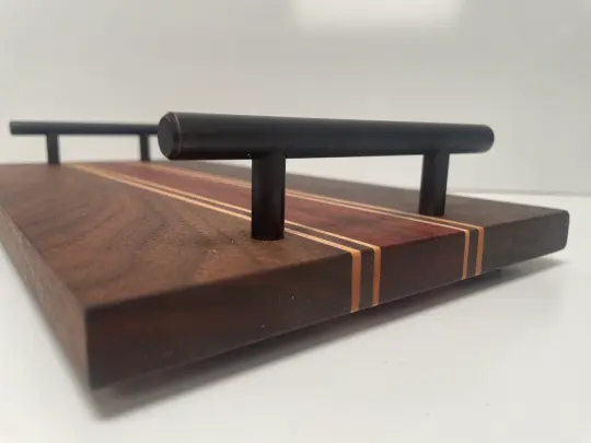 Mixed Walnut, Maple & Padauk Joined Board with Handles (23ML01)