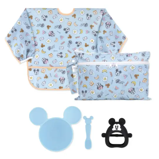 On-The-Go Mealtime 5-Piece Set: Mickey + Minnie Mouse Sunny Side Up Blue
