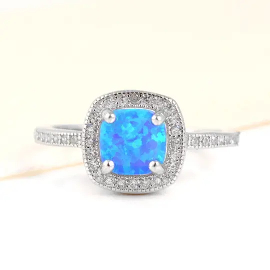 Blue Opal Square Ring