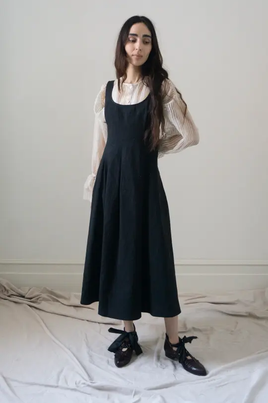 Nadima Linen Dress - Black