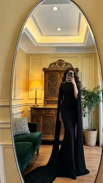Black fitted, sexy long ball gown R8618
