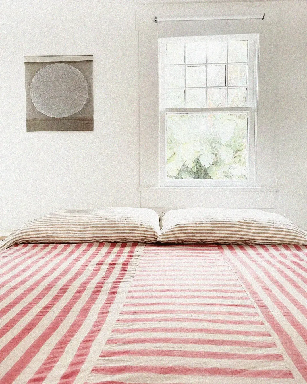 Block Printed Stripe Coverlet Linen