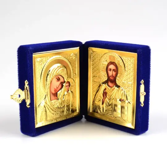 Son Of God & Virgin of Kazan Diptych - Blue