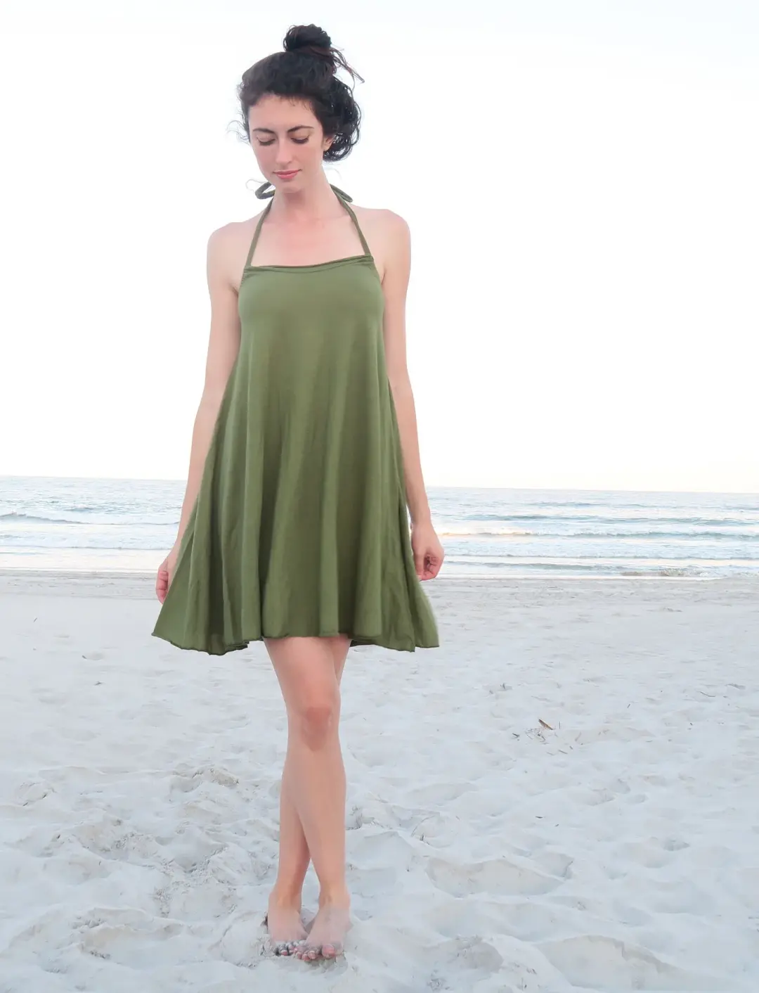 Drawstring Halter Wanderer Short Dress