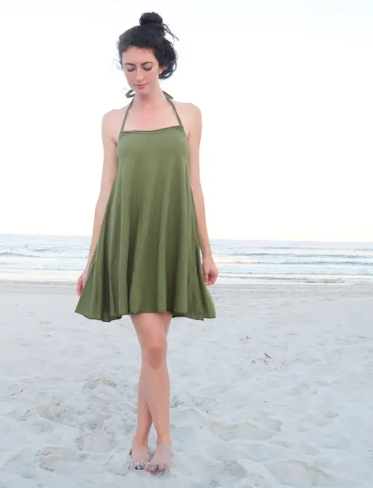 Drawstring Halter Wanderer Short Dress