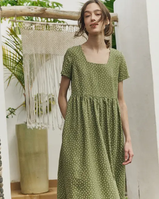 Maxi ODESA gathered linen dress