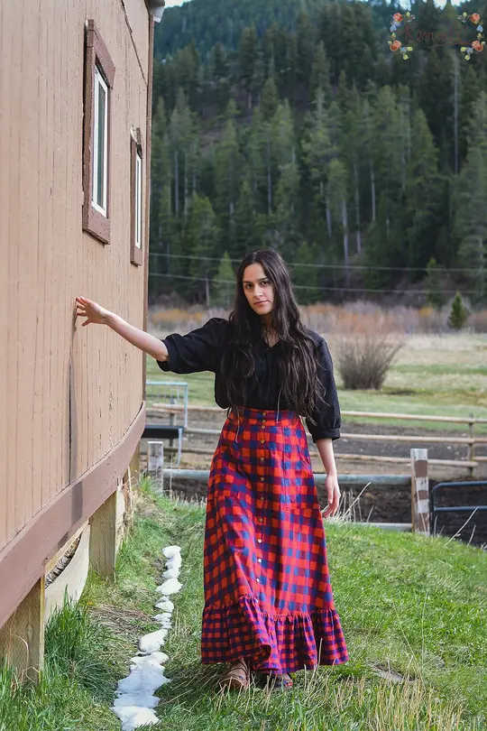 Linen Prairie Skirt in Picnic-Small