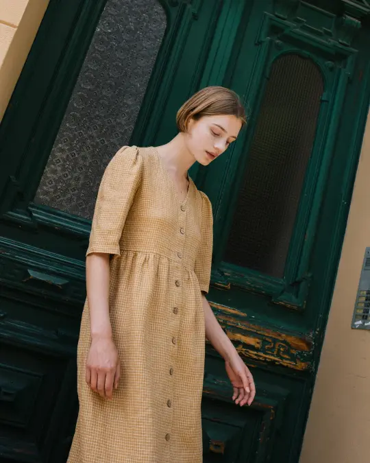 RONDA button down linen dress