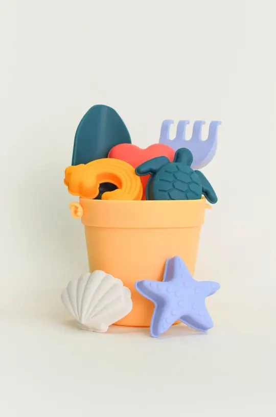 Beach Bucket Sand Play Set - Peach 8 piece Set