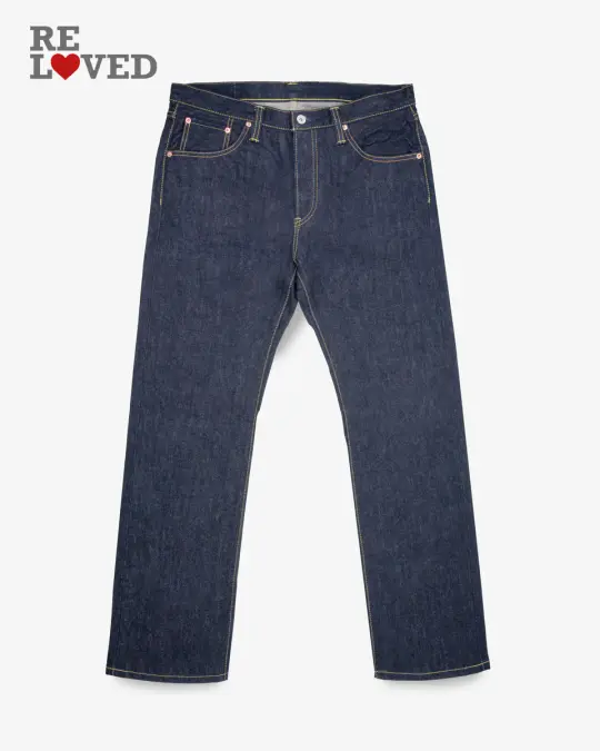 14oz Selvedge Denim Slim Straight Cut Jeans - Indigo (IH-666s-142) Tag 36, Hemmed to 31.5"
