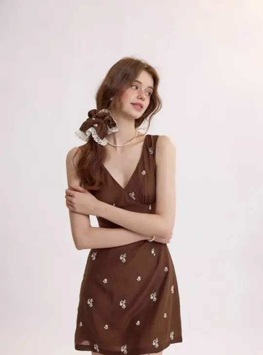 Mia Diary French vest dress summer vacation wear short dress R2713