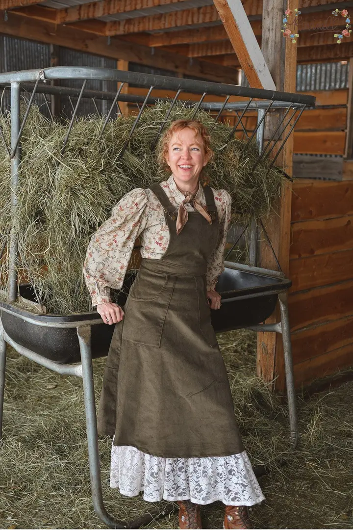 Corduroy Midi Pinafore in Saguaro