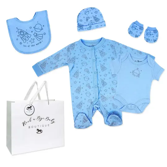 Rock A Bye Baby Boutique Boys Space 5 Pc Layette Gift Set NB