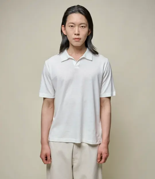 Linen-Cotton Relaxed Fit  Short Sleeve Polo Shirt
